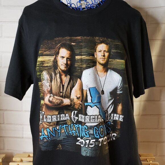Florida Georgia Line Black Concert T Shirt 2015 Tour size L large Anything Goes - Picture 2 of 13